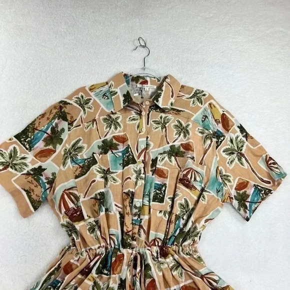 Label Of Love Womens sz L Romper Peach Tropical Print Jumpsuit Playset Vacation - Picture 3 of 12